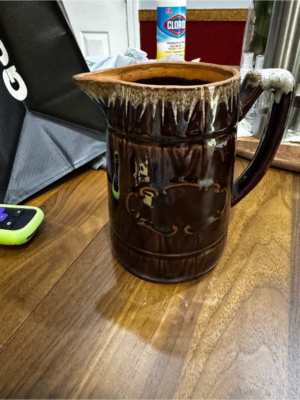 Brown Ceramic Glazed Pitcher - Classic Home Dining Accent